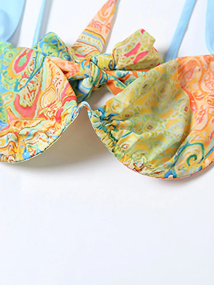 Tropical Bloom Temptation Floral Bra Crop & Skirt Two-Piece Vacation Co-Ord