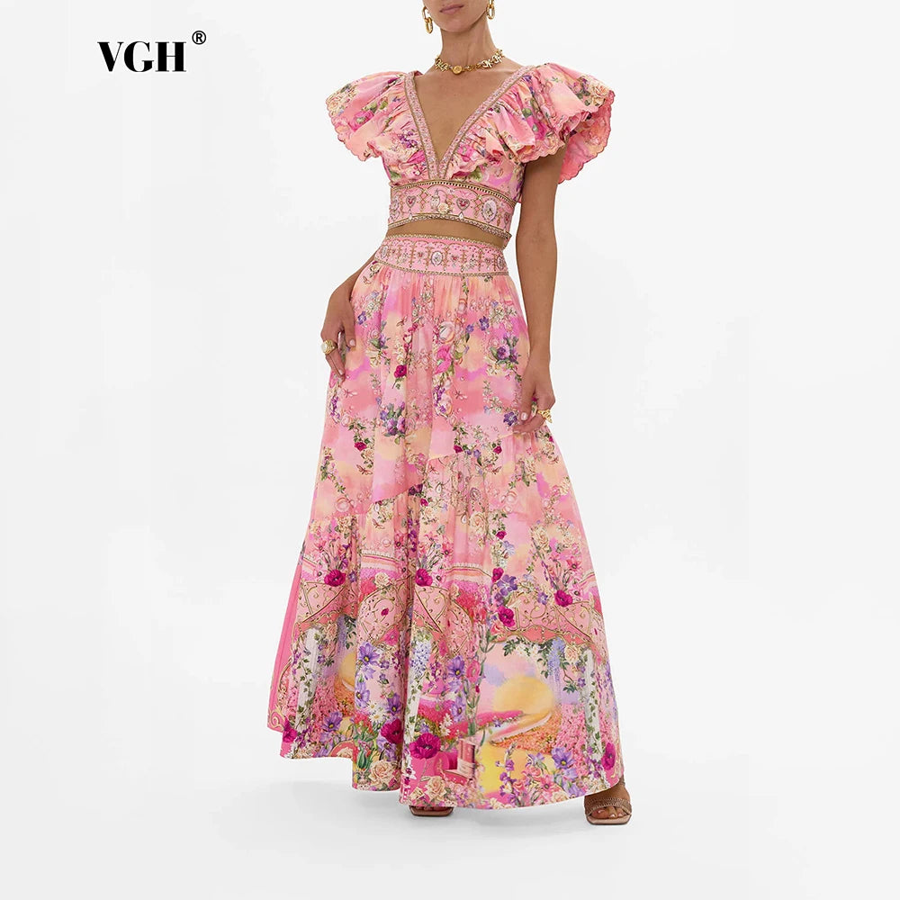 Seaside Grace Ruffle Top & Pleated Skirt Set