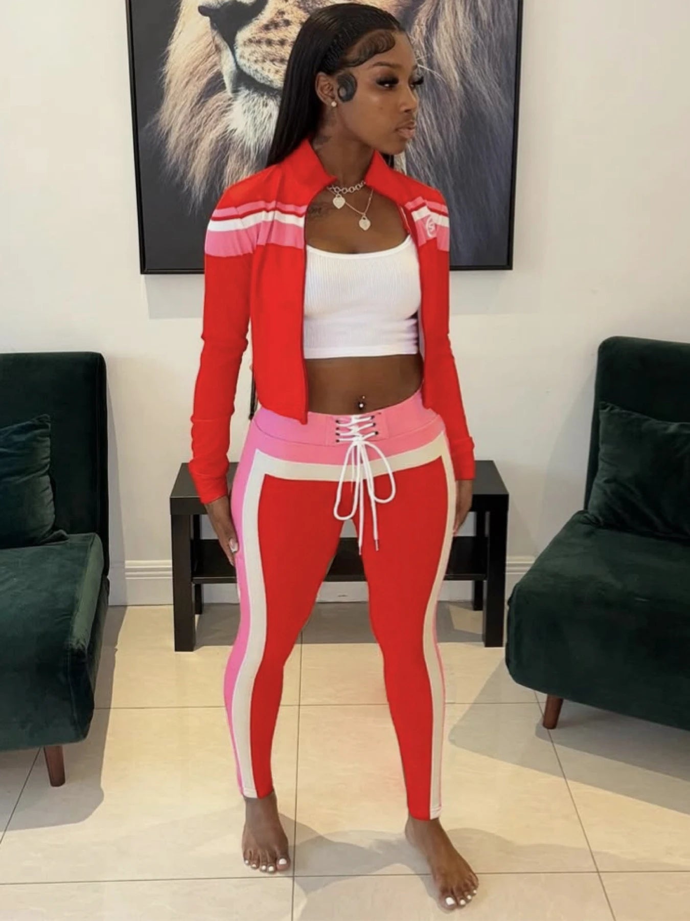 Trendy Woman Patchwork 2-Piece Tracksuit