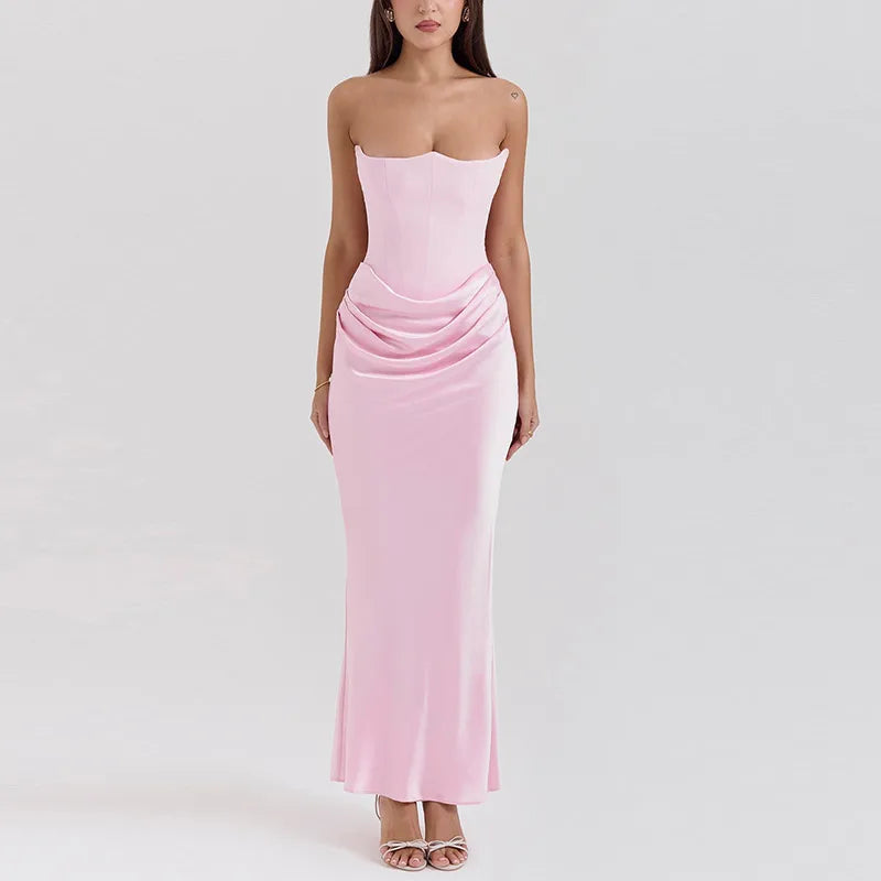 Elegant Strapless Vintage Slim Fit Ladies Dress