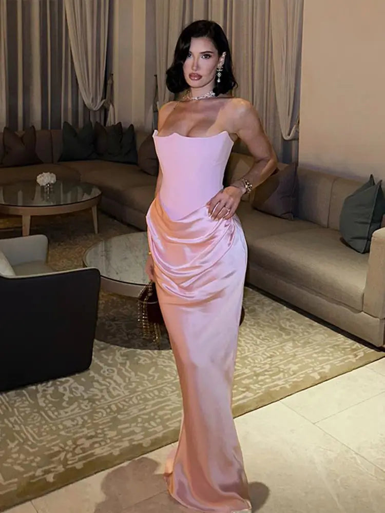 Elegant Strapless Vintage Slim Fit Ladies Dress