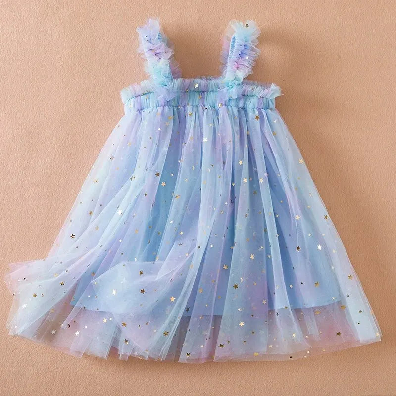 Baby Girls Suspender Sleeveless Toddler Girls Dresses Rainbow Color Tullle Dress