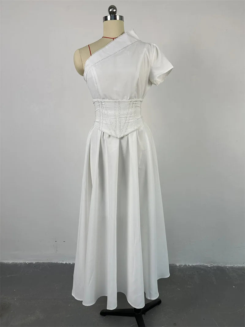 Women One Short Sleeve Tunic High Waist Maxi Chic Evening Dress