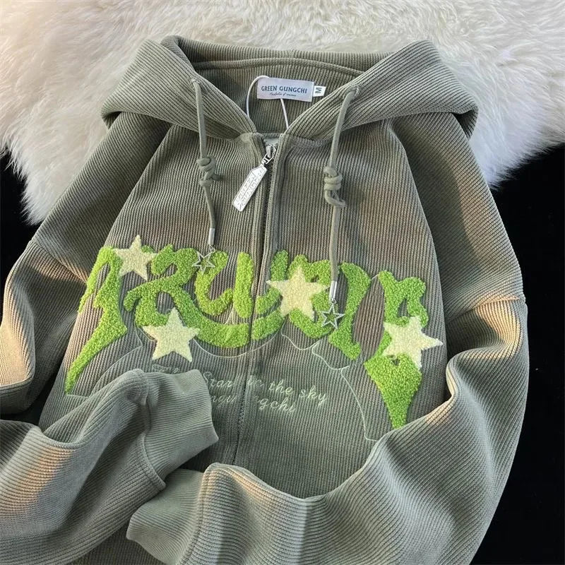 Hoodies Long Sleeve Tops Loose Hood Shirt Harajuku Y2K Clothes Female Sweatshirt Jacket