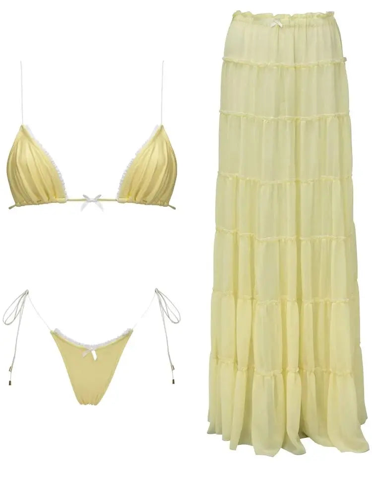 Skirt Set Women A Line Skirt High Waist Beach Skirt Bandage Super Short Top Summer Beach Holiday Party Bathing Suit