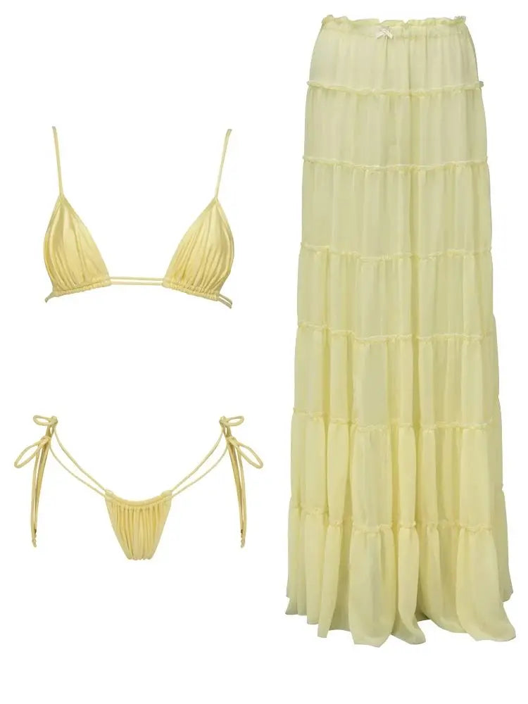 Skirt Set Women A Line Skirt High Waist Beach Skirt Bandage Super Short Top Summer Beach Holiday Party Bathing Suit