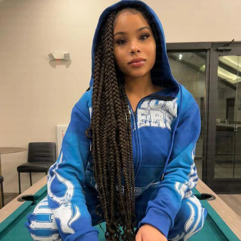 Unisex Hoodie Sweatshirt Punk Retro Aesthetic Jacket Top Women's Hooded Coat Y2K Clothing