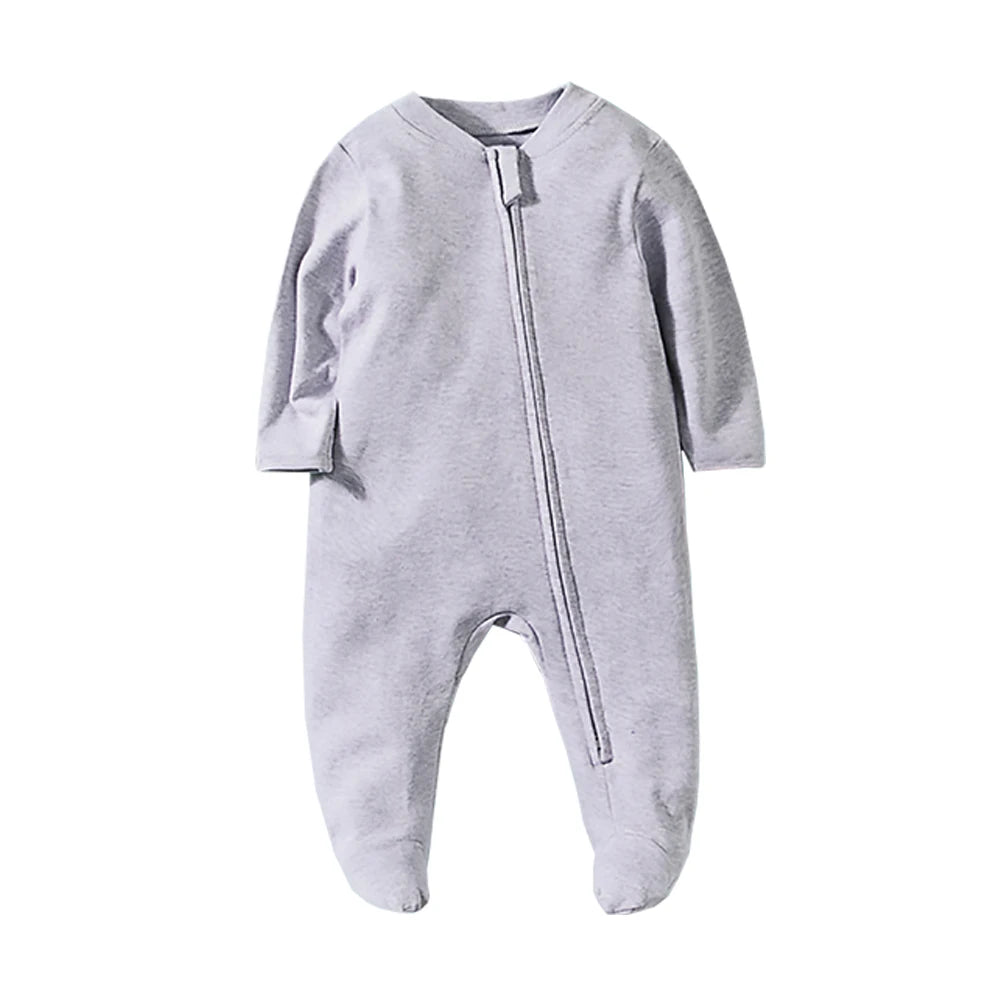Long Sleeve Jumpsuit Cotton Solid Fashion Footed Pajamas