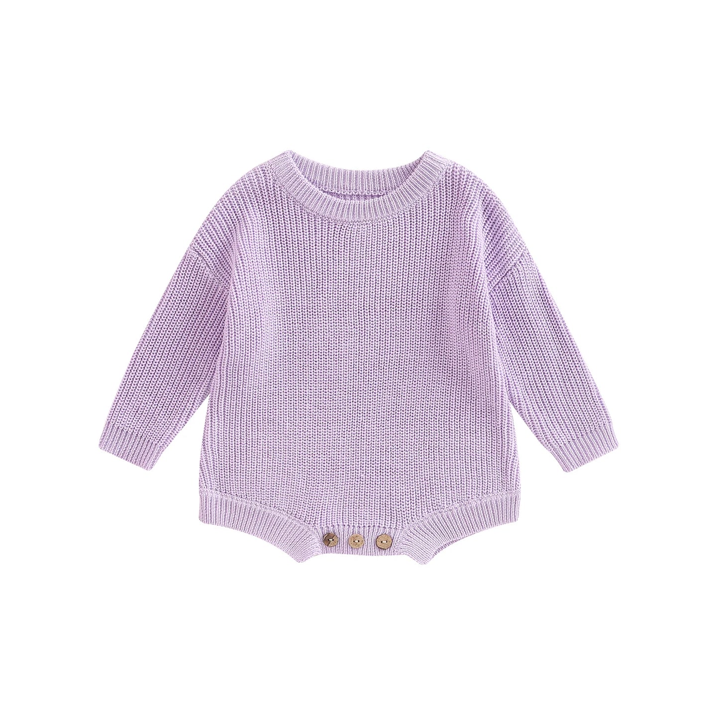 Newborn Infant Baby Girl Boy Romper Knit Jumpsuit Solid Color Warm Fall Winter