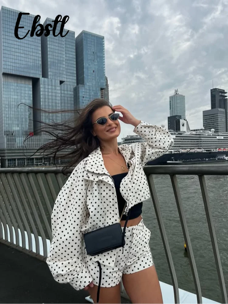 Polka Dot Jacket & Shorts Set
