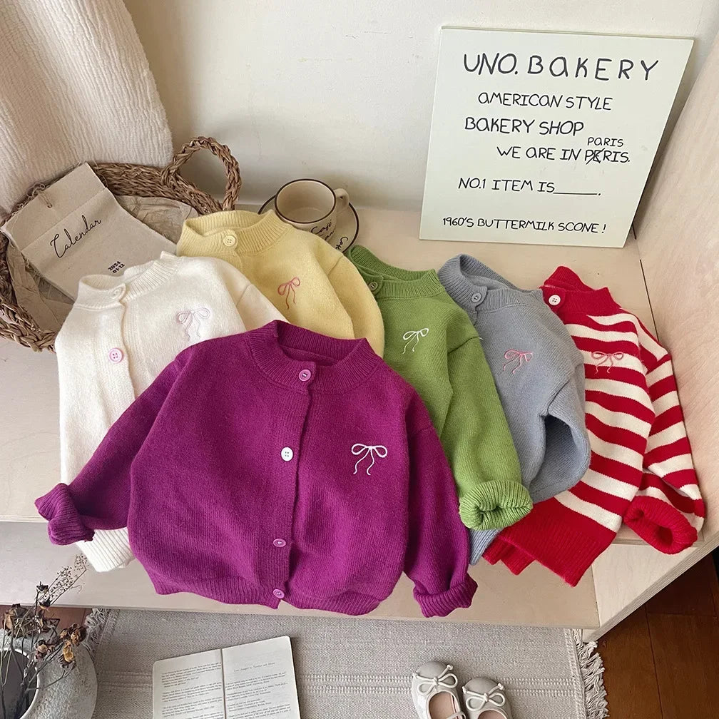 Girls Cardigans Knitting Tops Sweaters Baby School Outfits