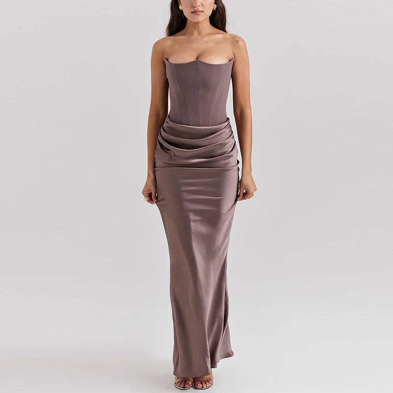 Elegant Strapless Vintage Slim Fit Ladies Dress