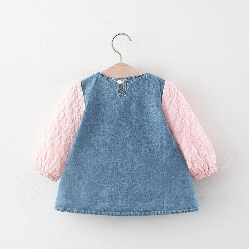 Bow Denim Dress costume for toddler baby Girl cloth Dress
