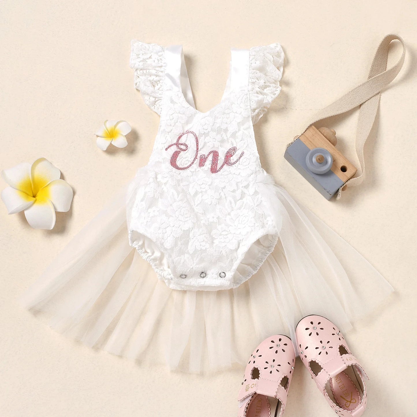 Baby Girls First Birthday Cute Sleeveless Letter Print Jumpsuits Infant Tutu Dress