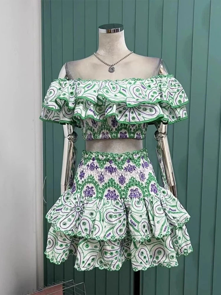 Boho Bloom & Bare Shoulders Embroidered Escape Co-Ord