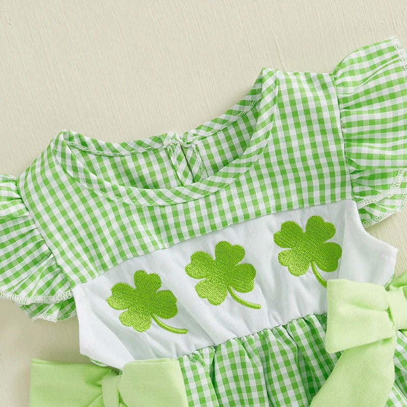 St Patricks Day Baby Girl Baby Girl Outfit Newborn Ruffle Shamrock Romper Infant Bow Bodysuit