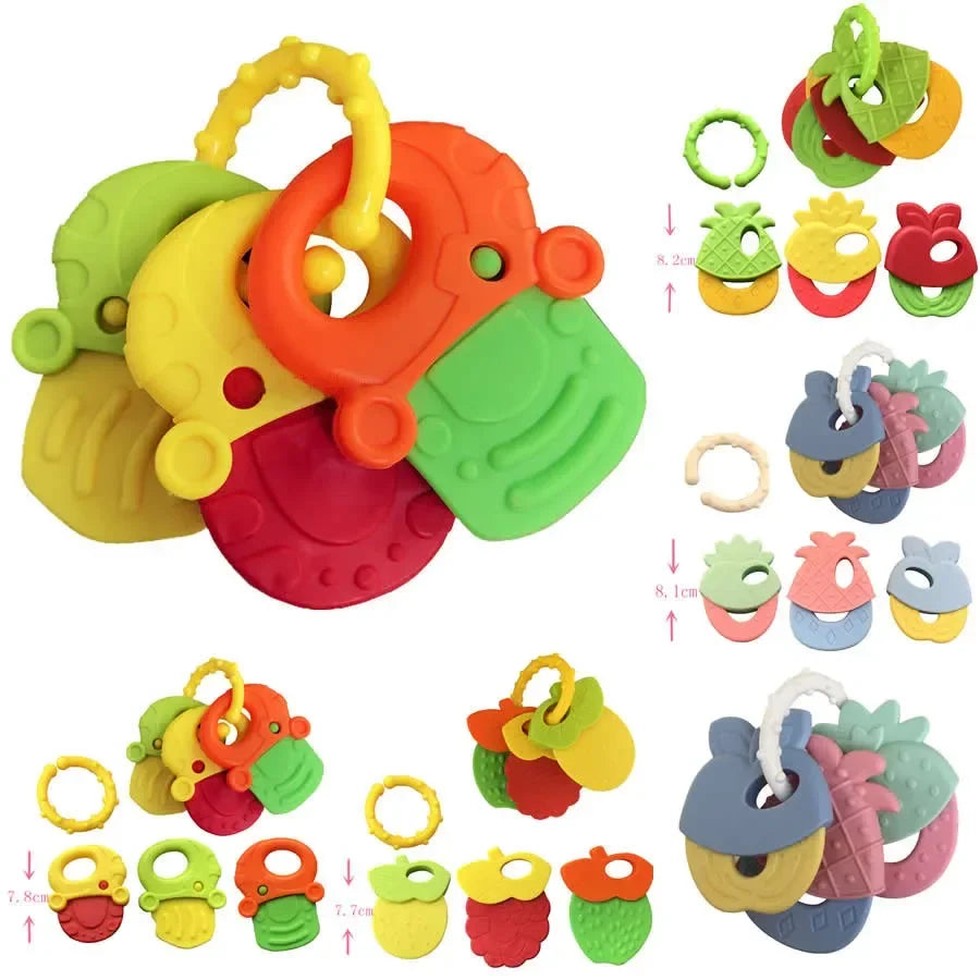 Newborn Chews Food Grade Teethers Training Bed Toy Baby fruit item Feeding Infant Rattle