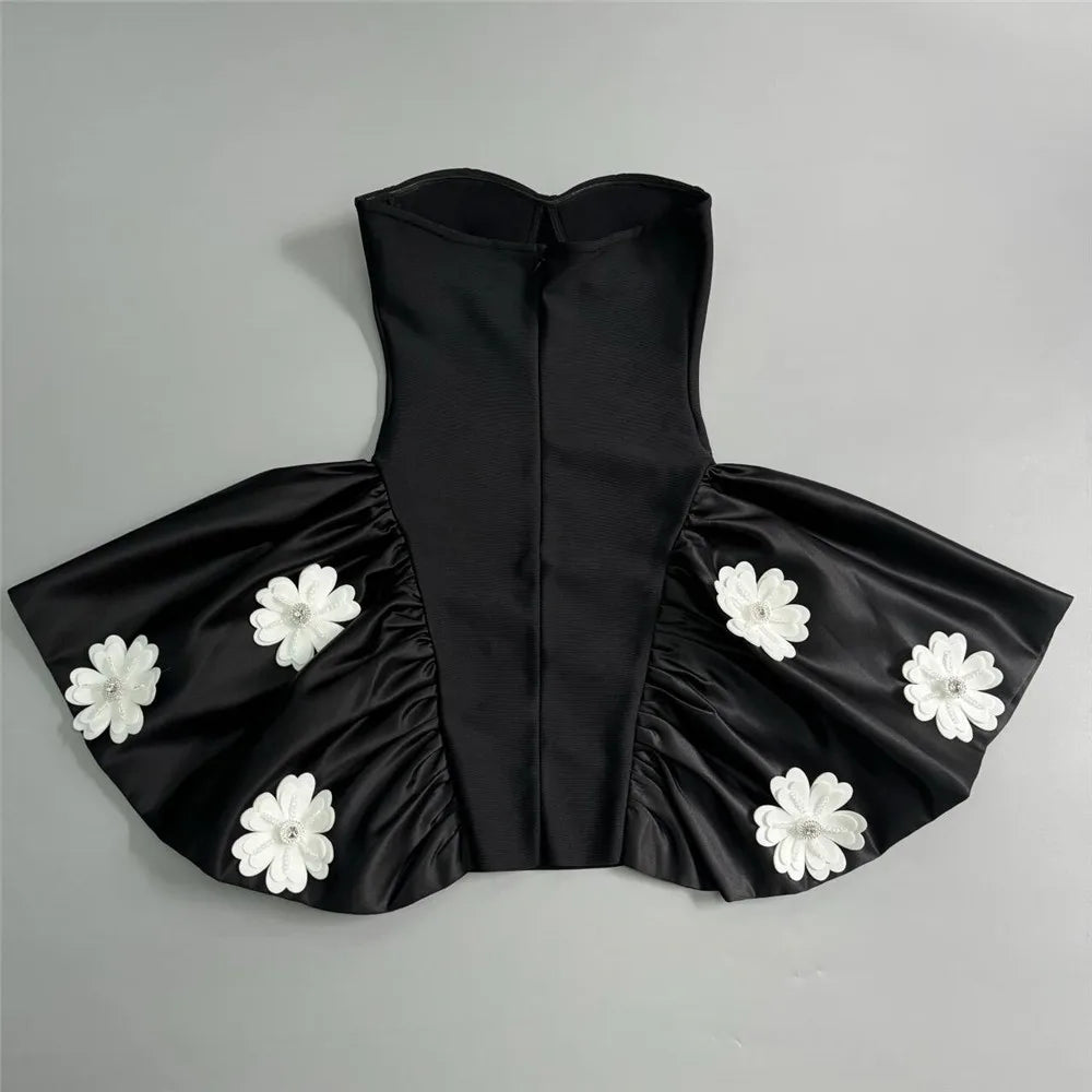 Sexy Strapless Bandage Patchwork Elegant Dresses