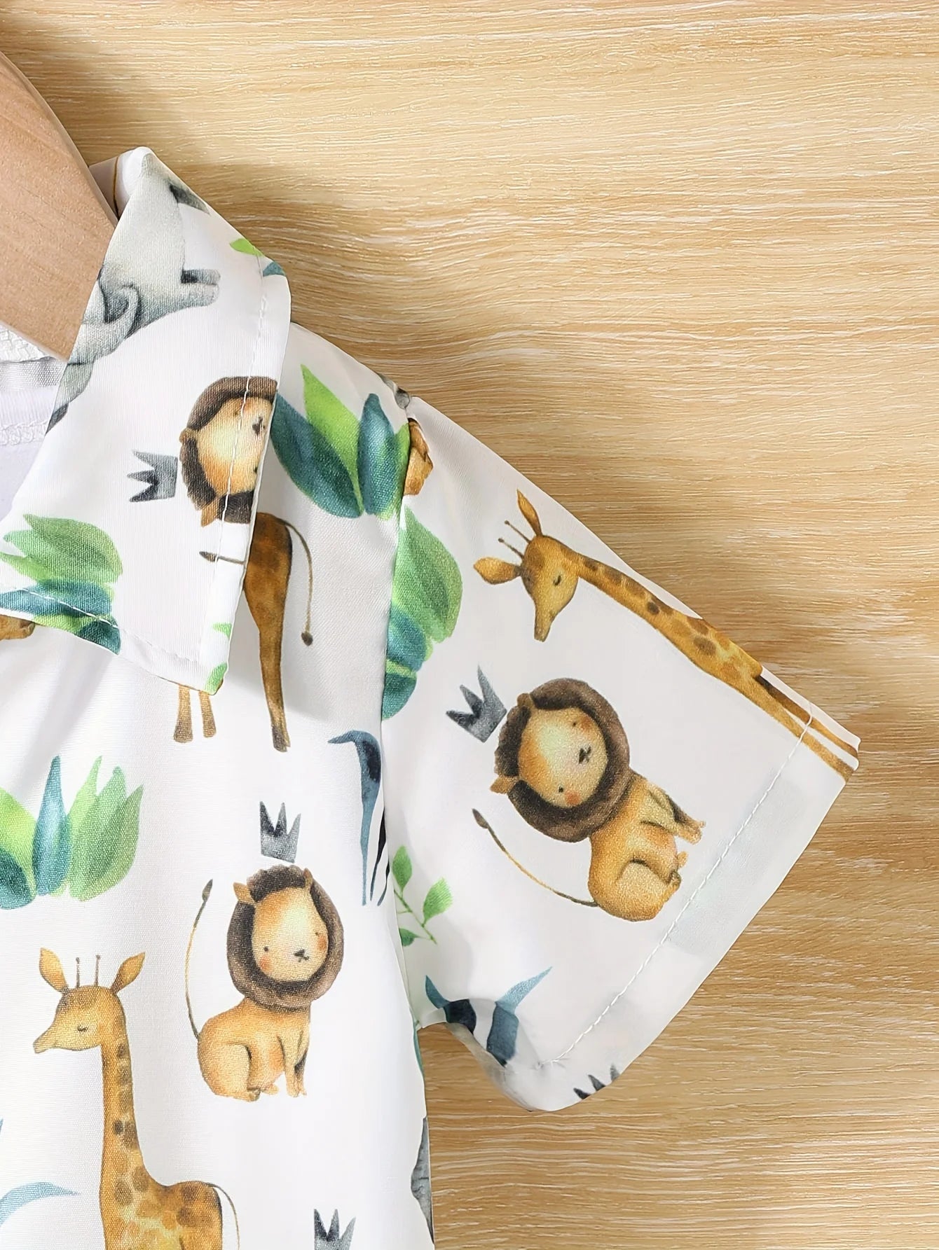 Baby Boy Casual Small Animal Print Short Sleeve Shorts Holiday Travel Shirt Set