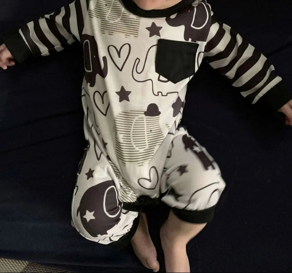 Long Sleeve Printed O-Neck Onesie Casual Clothes