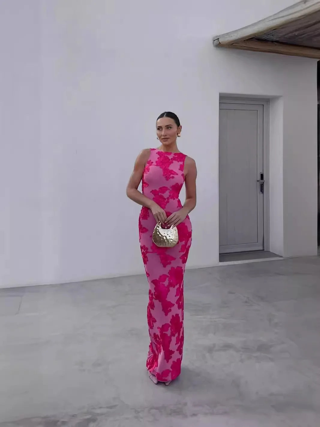 Elegant Women Sleeveless Petal Empress Maxi Dress
