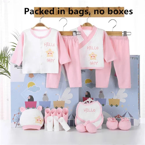 Newborn Baby Clothes For Girls & Boys Sets 100% Cotton Hat Bib