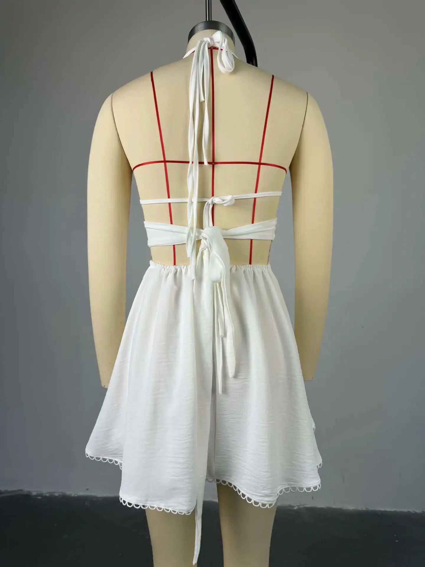 Starlit Glow Beaded Halter Mini Dress