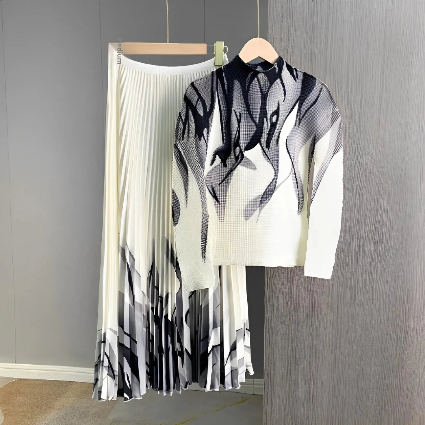 Miyaki Dress Elegant Plaid Printing Fashionable Sensible 2-Piece Set Pleated Skirt Suit For Women In Various Sizes Colors