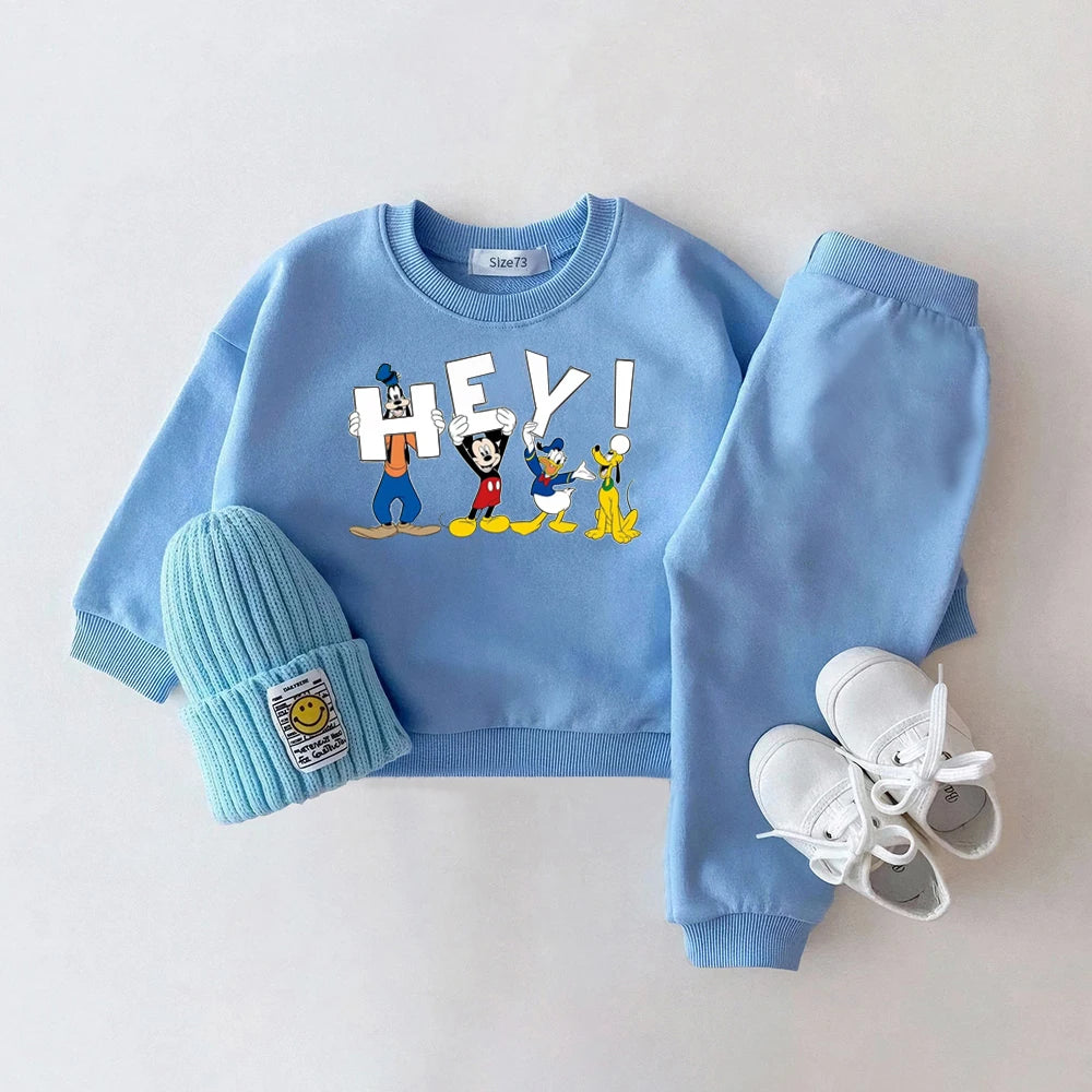 2Pcs Baby Boy Clothes Set Mickey Long Sleeve Kids Sweatshirts + Pants Spring Autumn Toddler Baby Girl Tracksuit Clothing