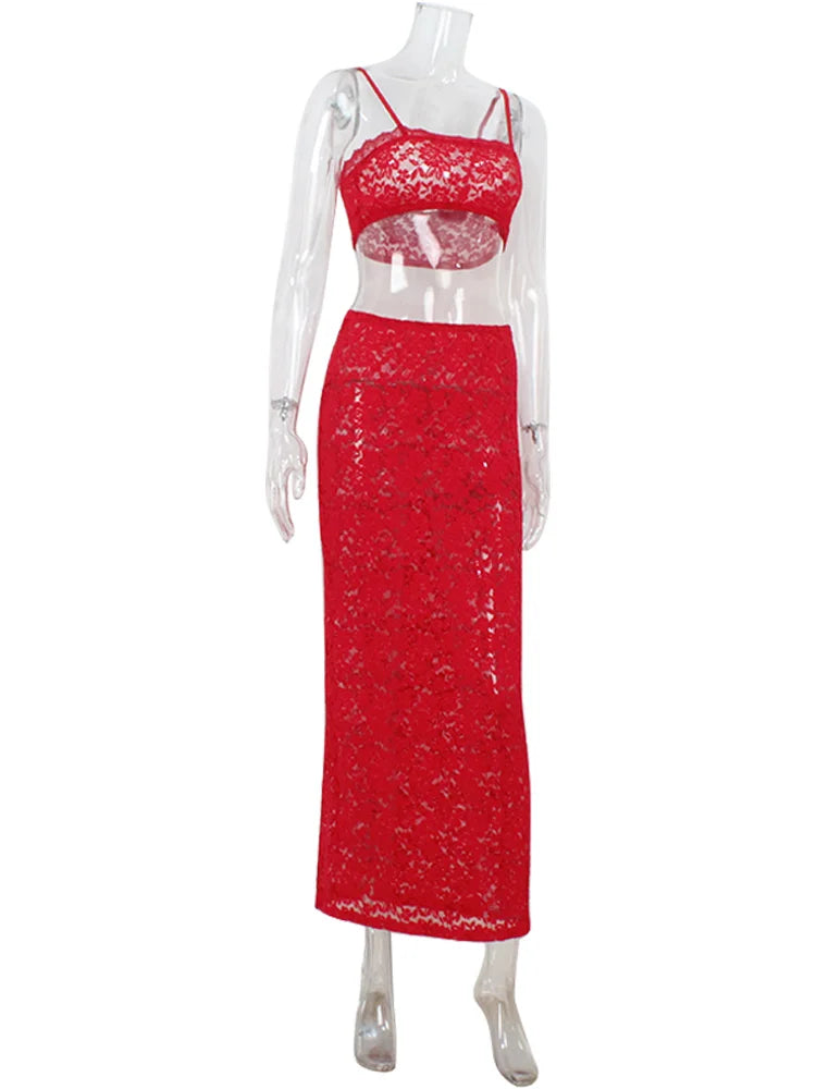 Sunkissed Siren Backless Lace Ensemble Co-ord
