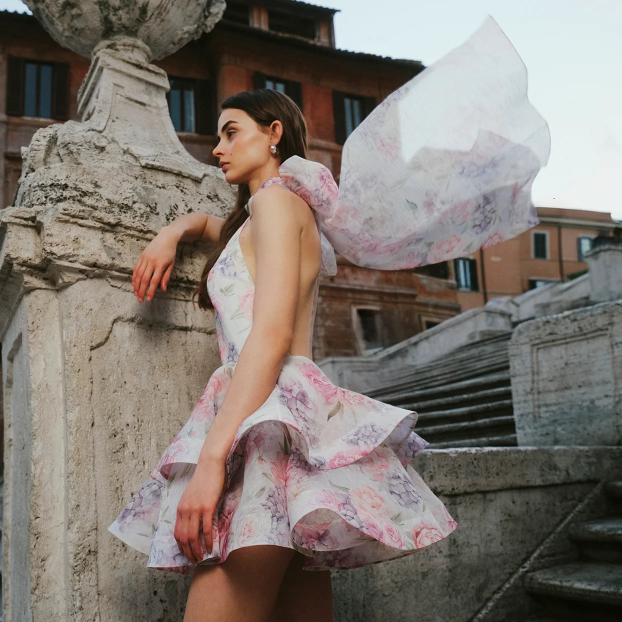 Petal Whirl & Backless Bloom Sweet A-Line Floral Mini Dress