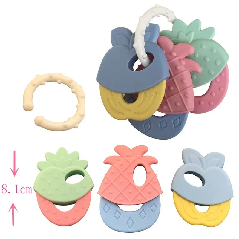 Newborn Chews Food Grade Teethers Training Bed Toy Baby fruit item Feeding Infant Rattle