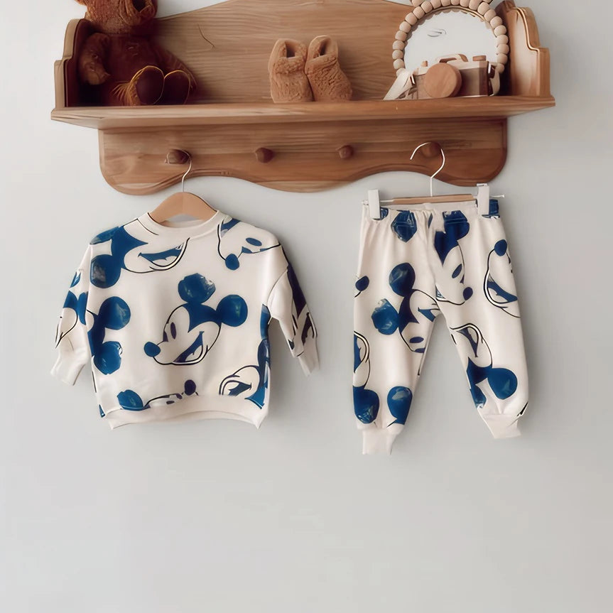 2Pcs Baby Boy Clothes Set Mickey Long Sleeve Kids Sweatshirts + Pants Spring Autumn Toddler Baby Girl Tracksuit Clothing