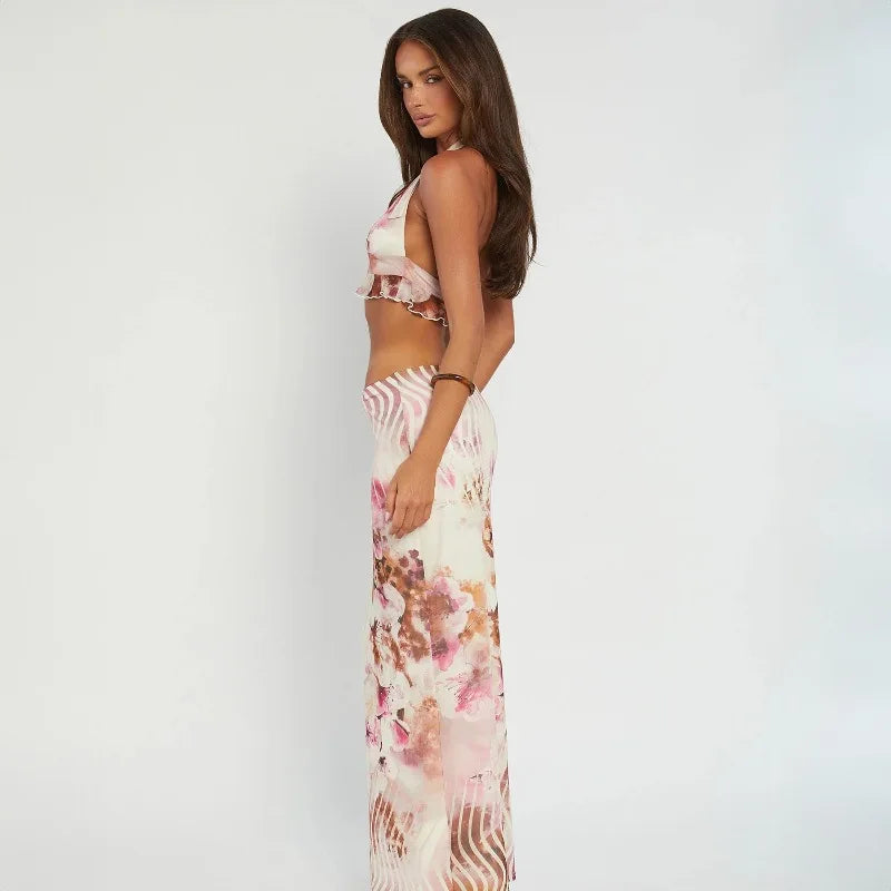 Golden Hour Glow Halter Print Co-Ord