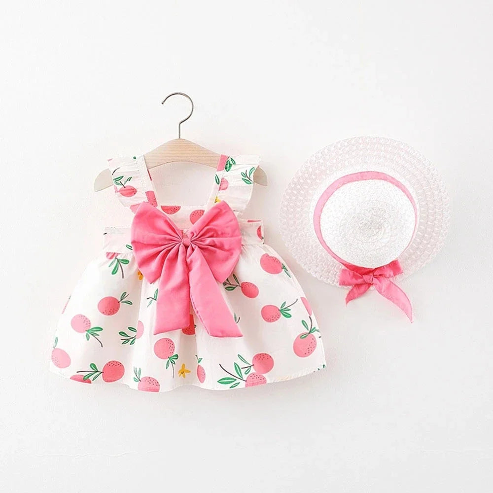 Cute Sleeveless Girl 2Pieces Sets Short Pants+Dress Set Stripe Patten