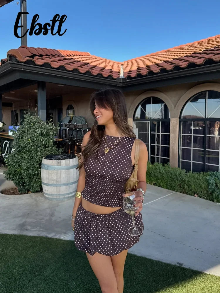 Playful in Polka Crop Top & Bow Mini Skirt Co-Ord That Slay