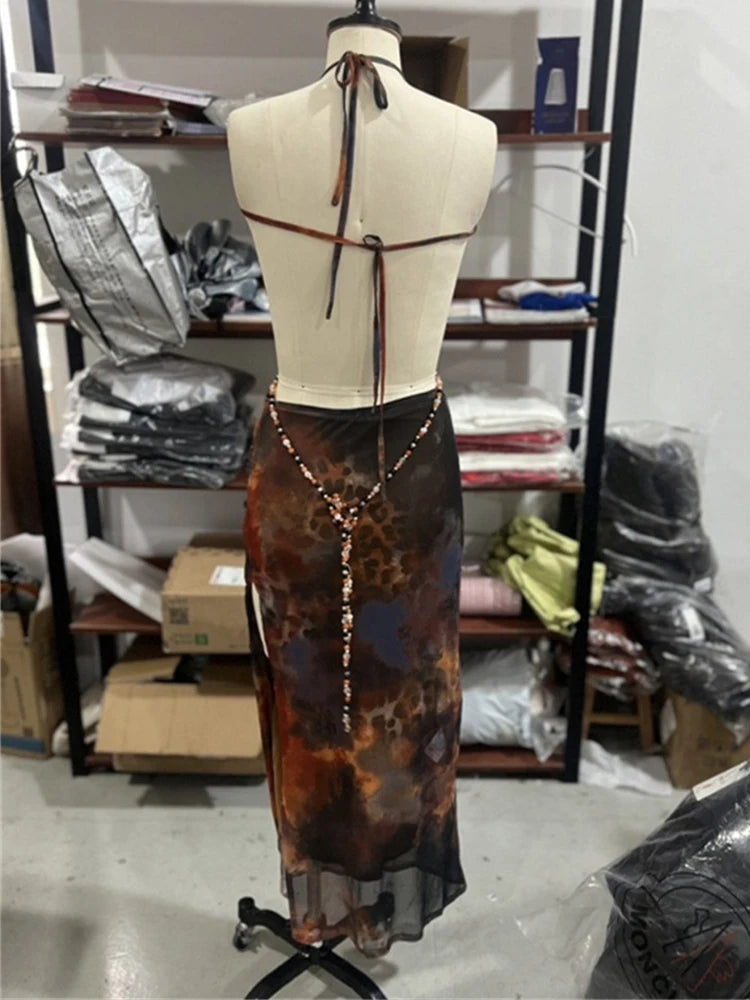 Midnight Pearl Illusion Maxi Dress