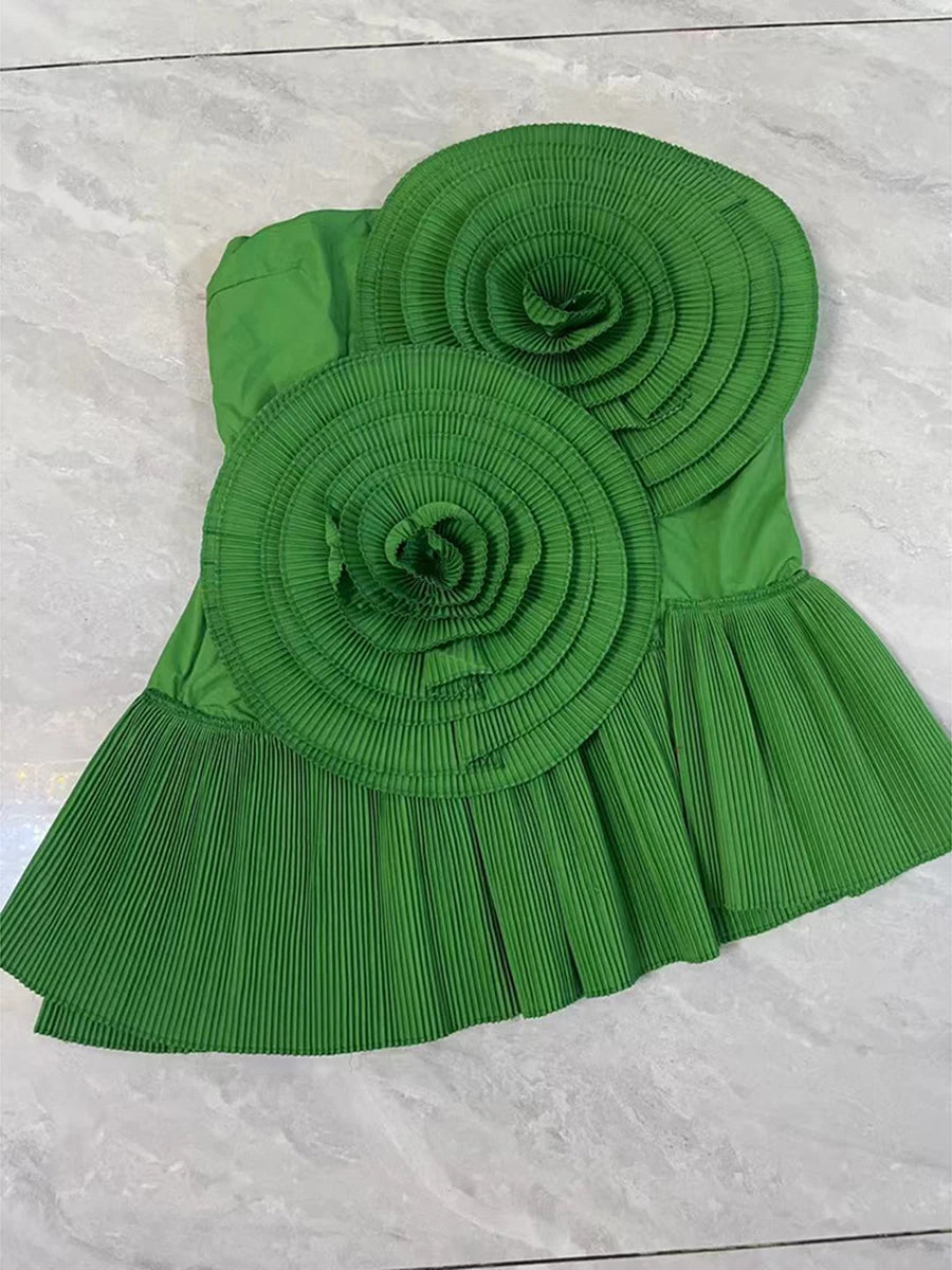 Flora Luxe Pleated Bandeau Top