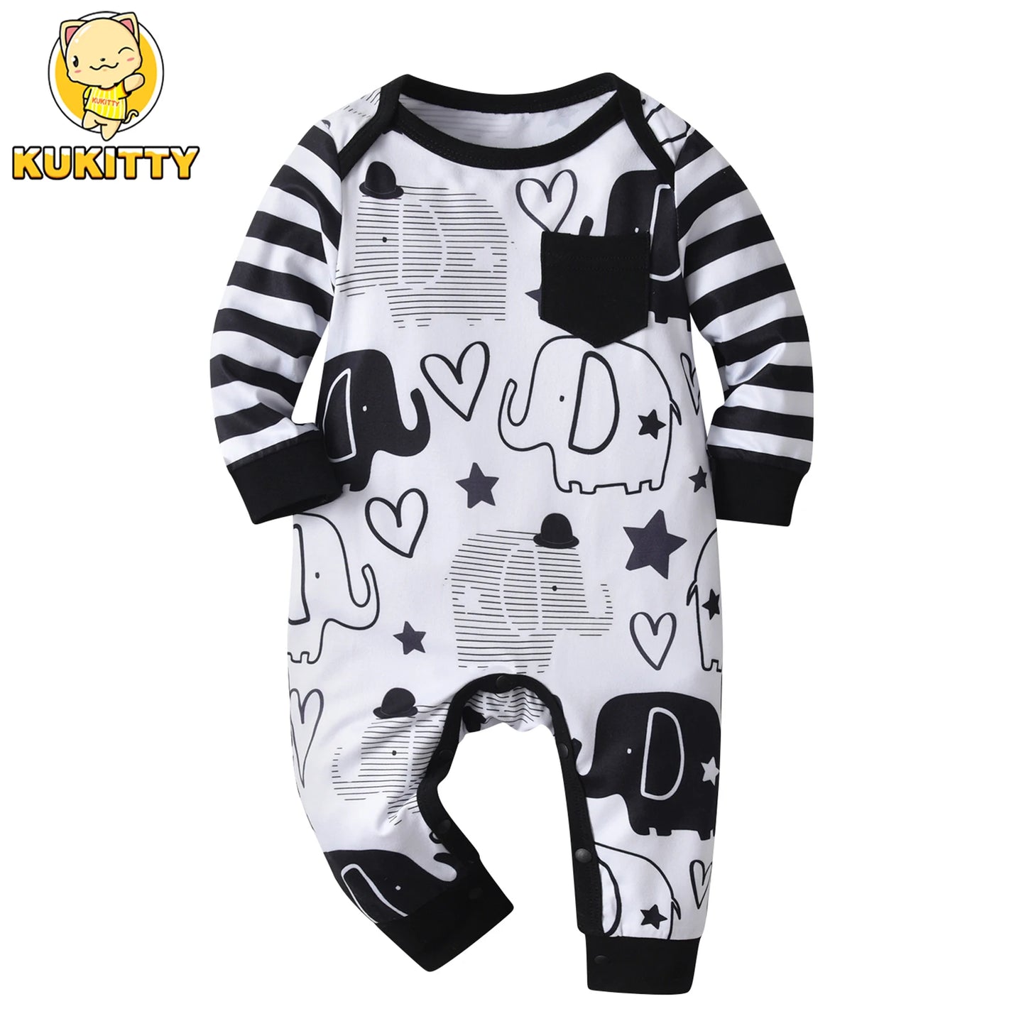 Long Sleeve Printed O-Neck Onesie Casual Clothes