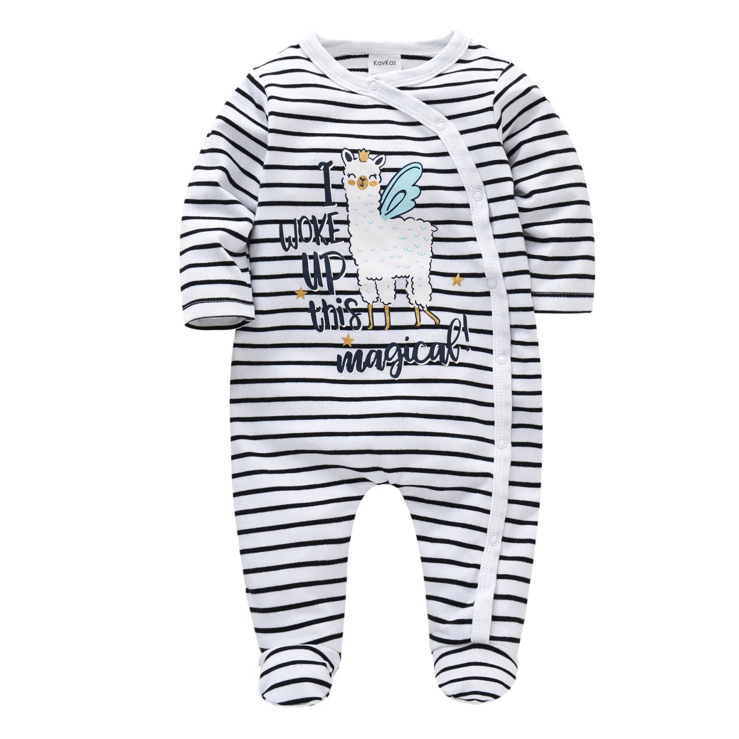 KAVKAS Baby Boys Clothing Cotton Cartoon Printing Kids Rompers Knit Newborn Overalls Orange Pajamas Baby Jumpsuit