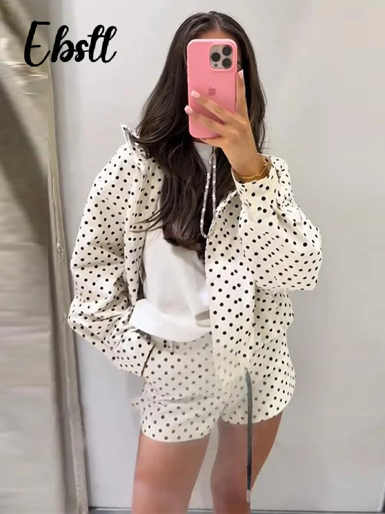 Polka Dot Jacket & Shorts Set