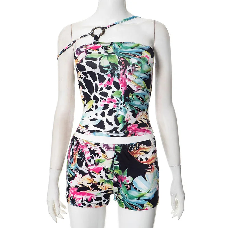 Neon Pulse Backless Bikini & Body-Hugging Shorts Lingerie Co-Ord