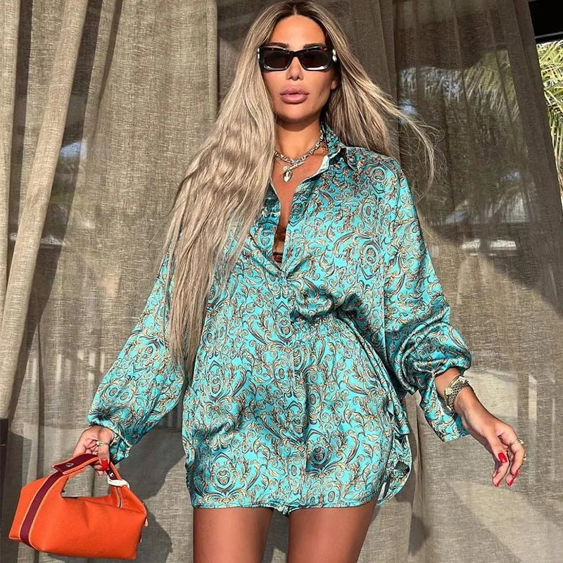 Coastal Breeze Printed Shirt & Shorts Set