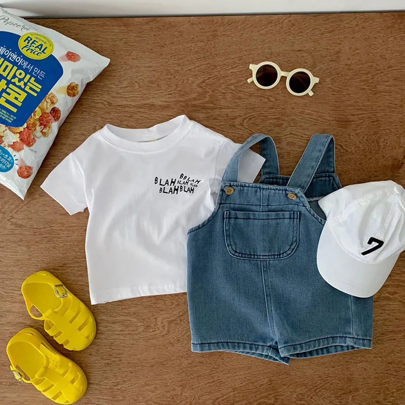 Infant Tee and Denim Overall Suit Toddler Outfit