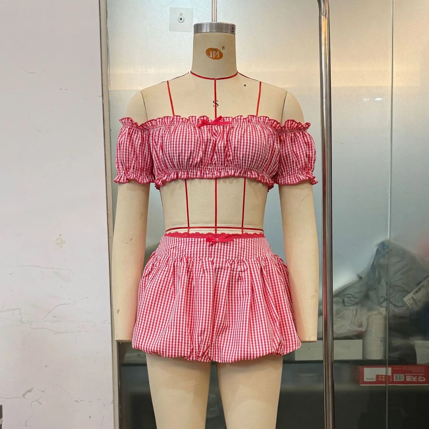 Avrilyaan Plaid Printed Sexy Party Two Piece Set Short Sleeve Crop Top And Mini Skirts 2 Pieces Set Women 2025 Summer Outfits