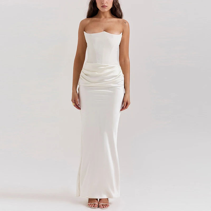 Elegant Strapless Vintage Slim Fit Ladies Dress