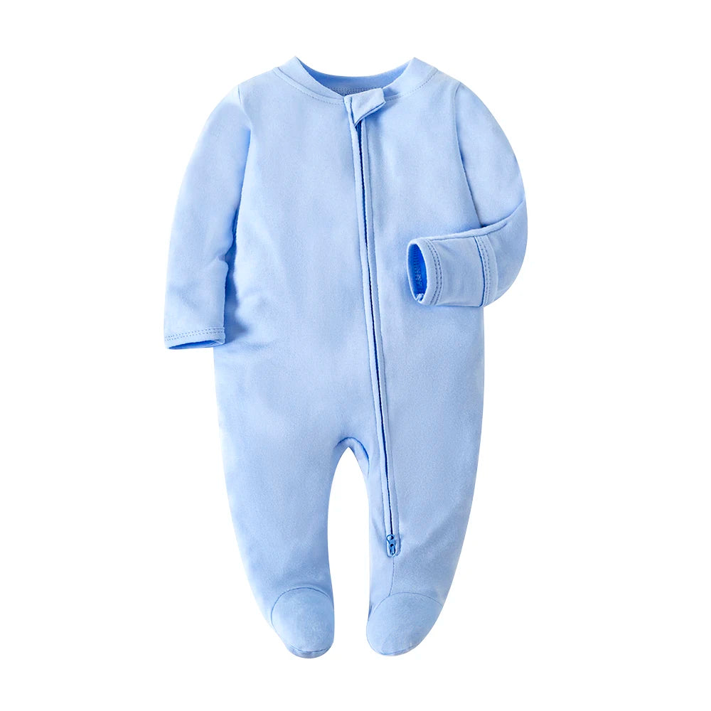 Long Sleeve Jumpsuit Cotton Solid Fashion Footed Pajamas