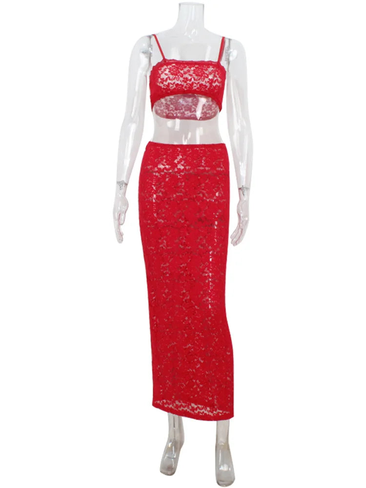 Sunkissed Siren Backless Lace Ensemble Co-ord
