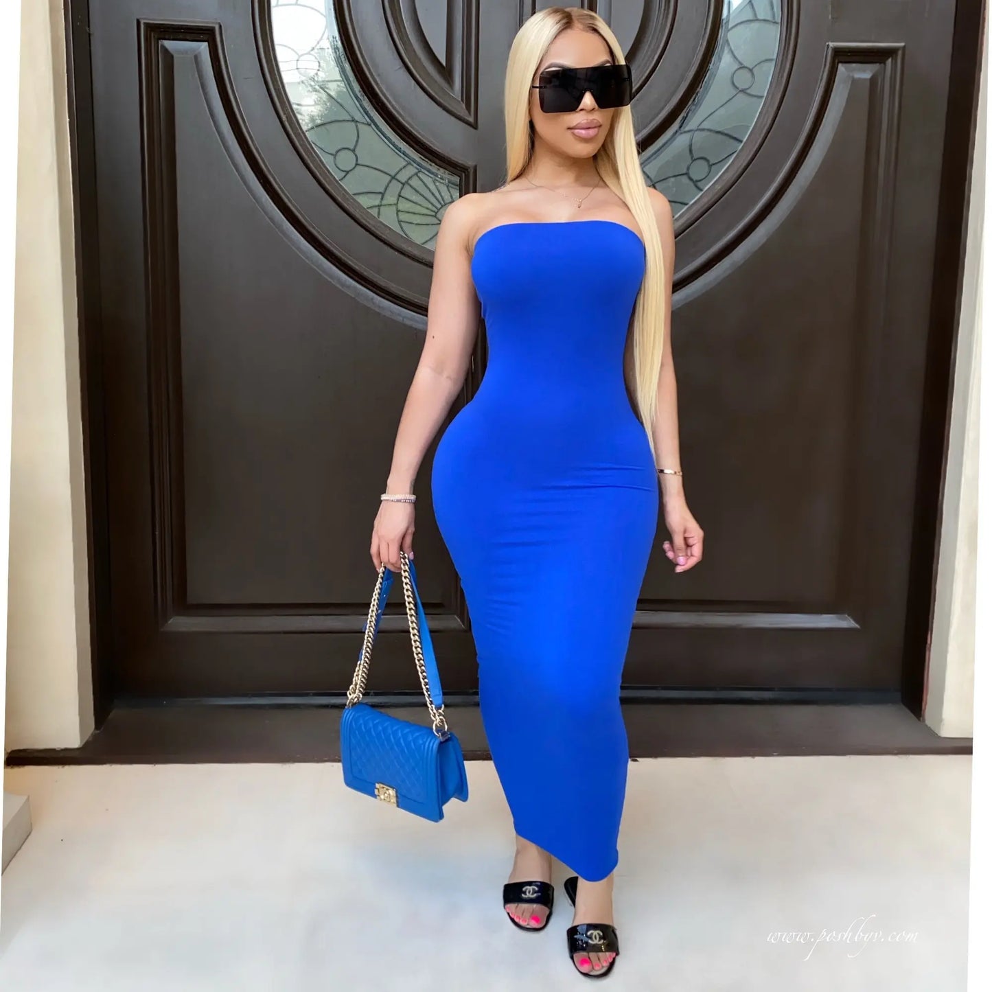 women's sexy sleeveless chest wrapped Long Beach Dress