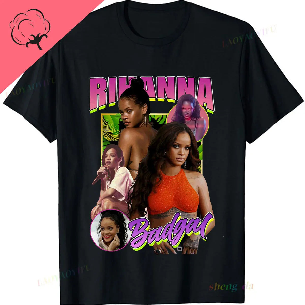 The America Famous Fashion Popular Playera Rihanna Printed T-shirt High Quality Unisex Camisetas Gothic Letter Graphic Tops